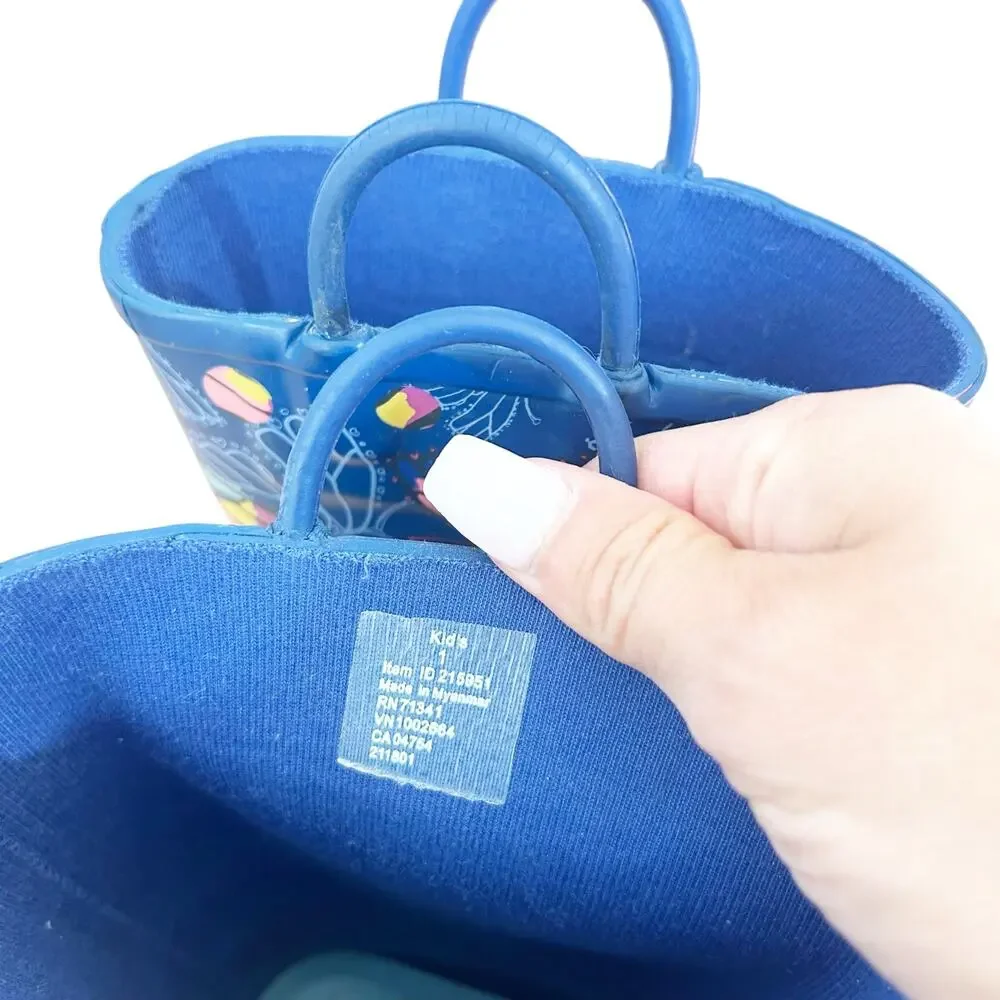LL Bean Blue Butterfly Rain Boots Sz 1 Youth